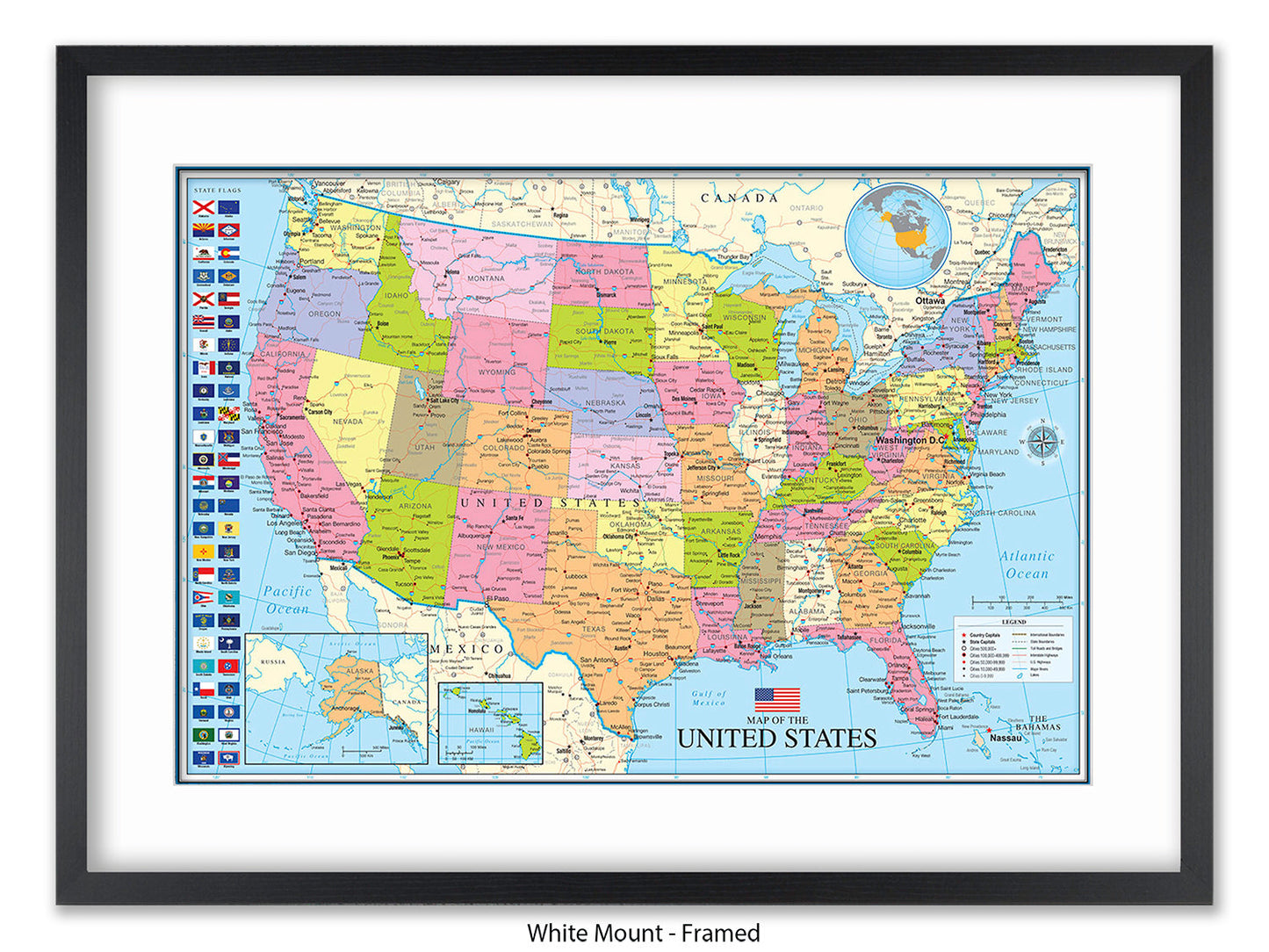 Unted States Map Poster with State Flags