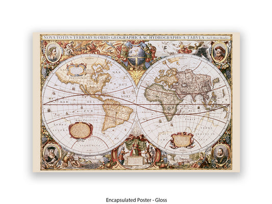 World Map | Nova Totivs Terrarvm Orbis | Wall Decor Poster
