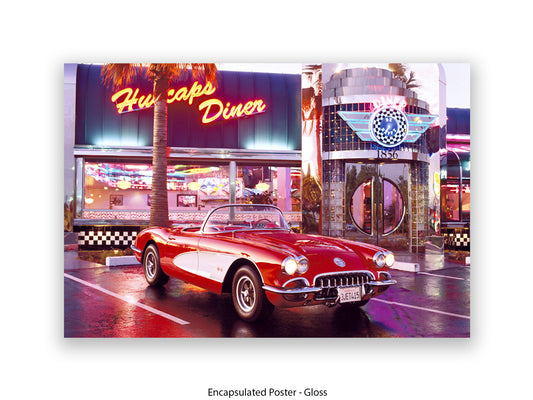 Corvette 1958 Diner Retro Car Poster