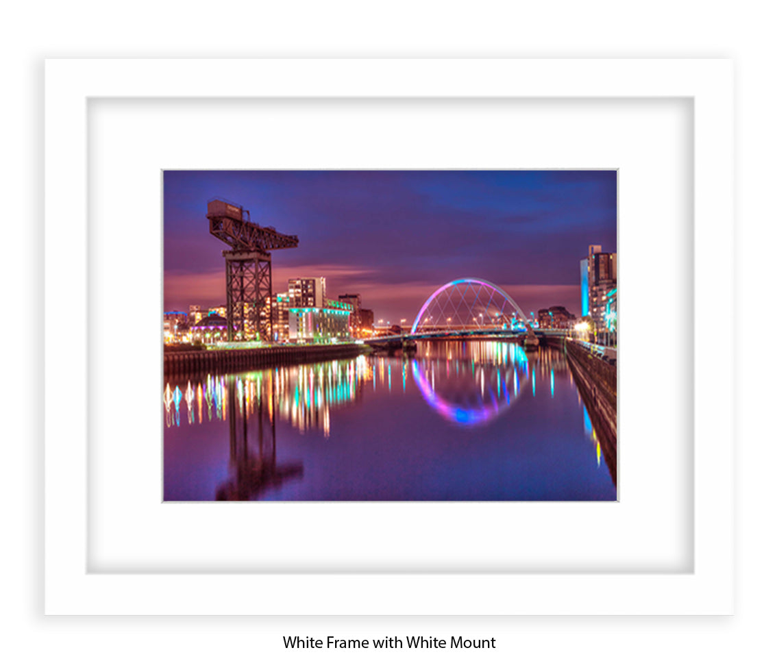 Glasgow - Crane & Sqiunty Bridge Nightime- Assaf Frank Art Print