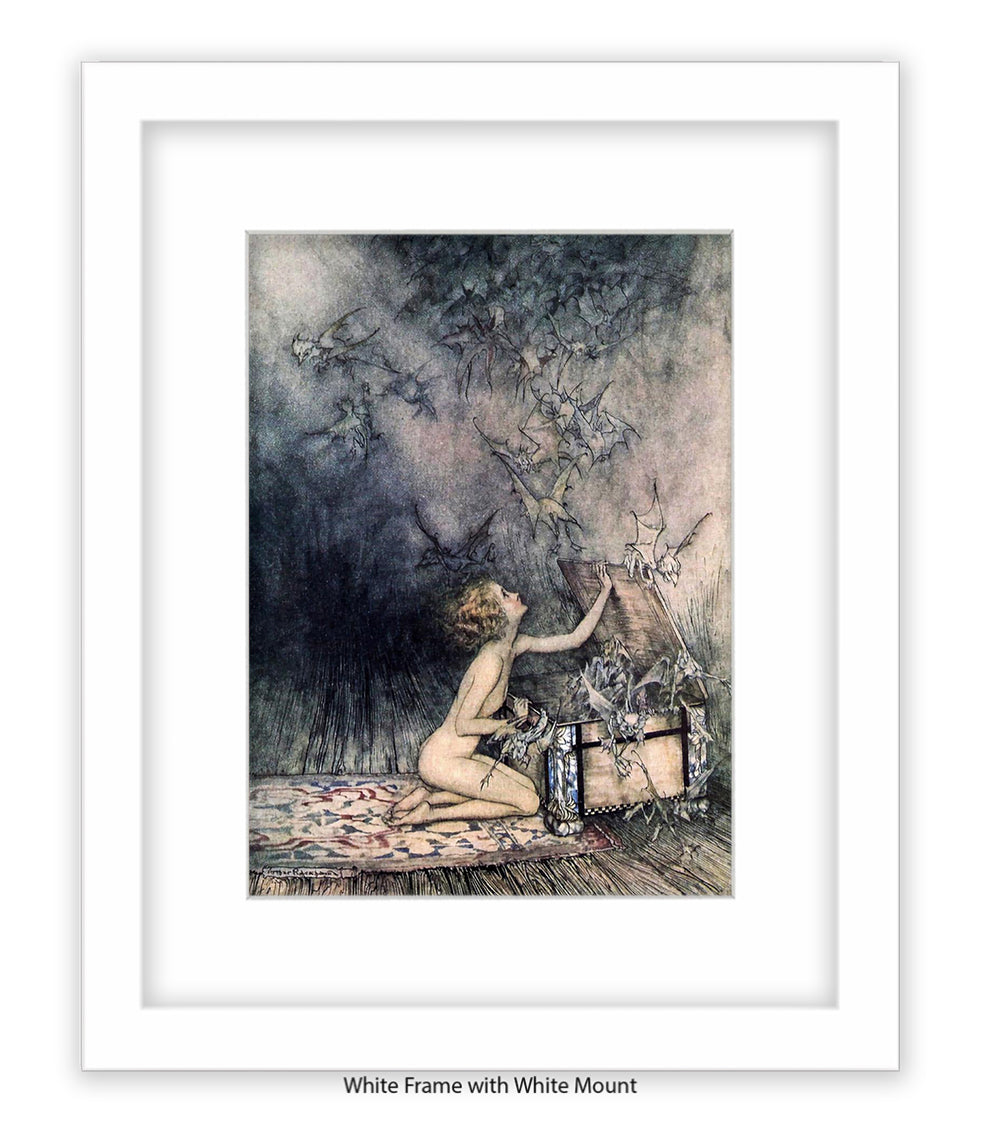 Arthur Rackham Girl Opening Box Art Print