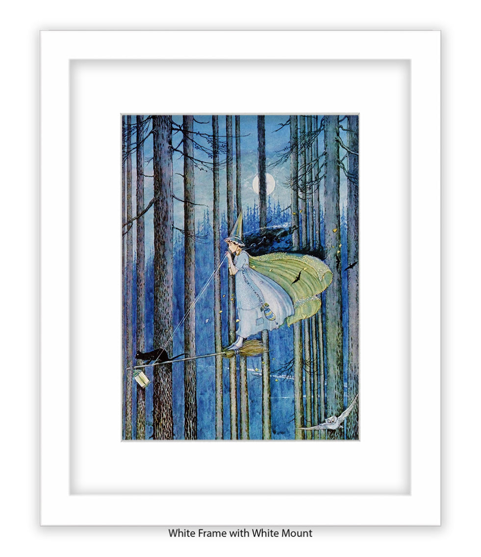 Witch On Her Broomstick Art Print