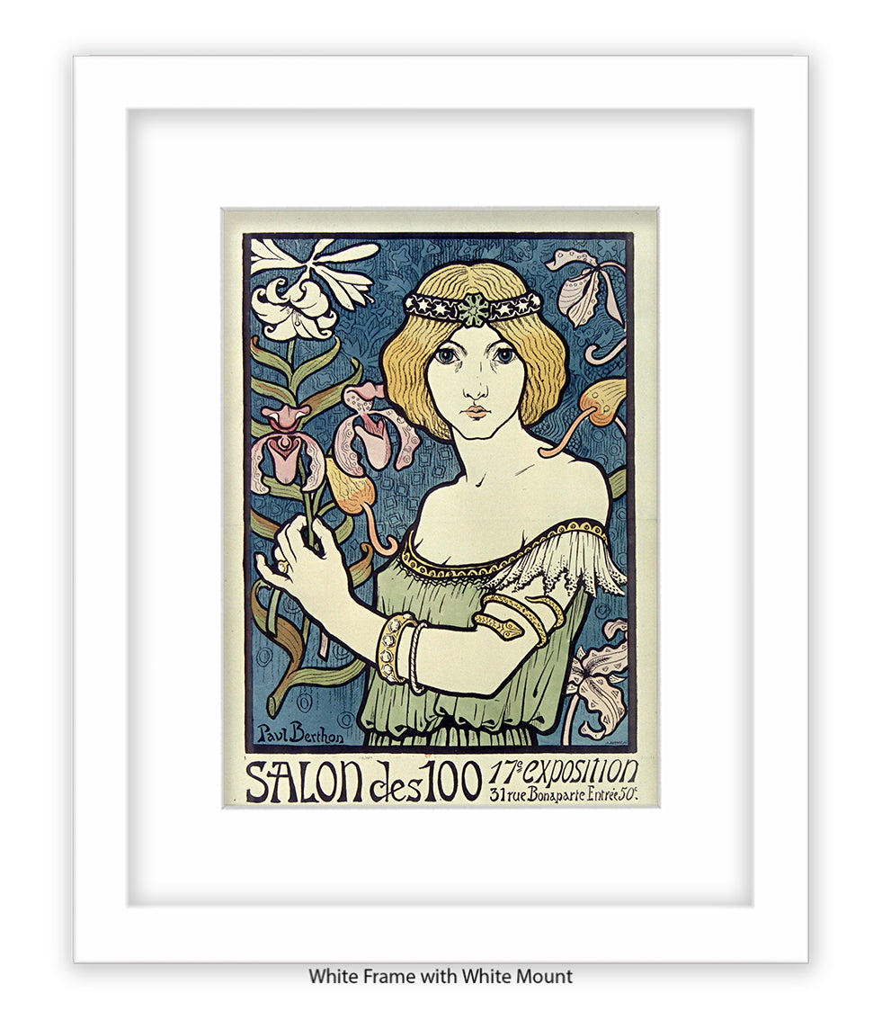 L'ermitage - Girl Red Hair White Flowers - Paul Berthon Art Print