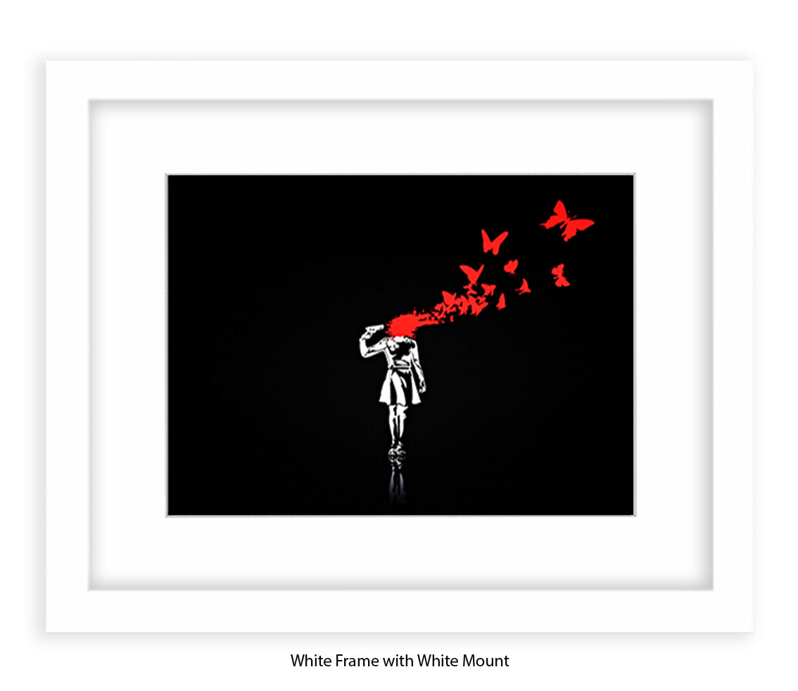 Pistol Head - Black - Banksy Art Print