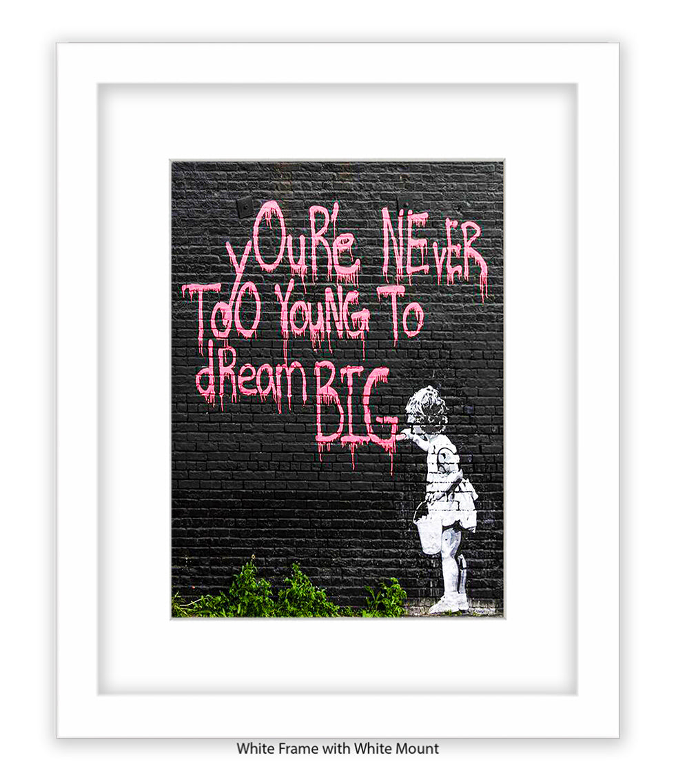 Never Too Young Black Banksy Art Print