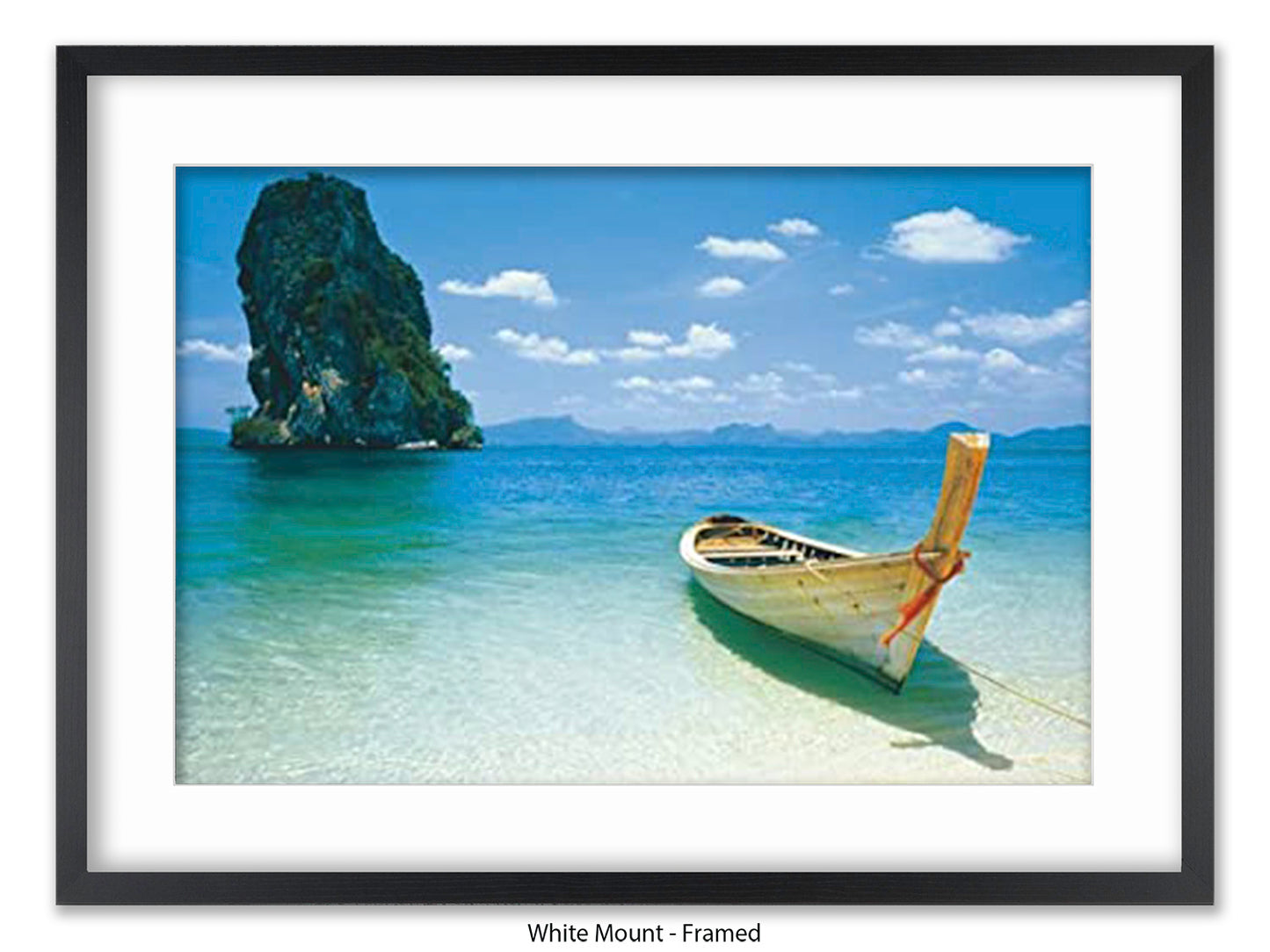 Destiny Thailand Phuket Beach Travel Poster - Tropical Paradise Wall Art - Exotic Longtail Boat & Limestone Cliffs - Krabi Seascape Poster - Home Decor