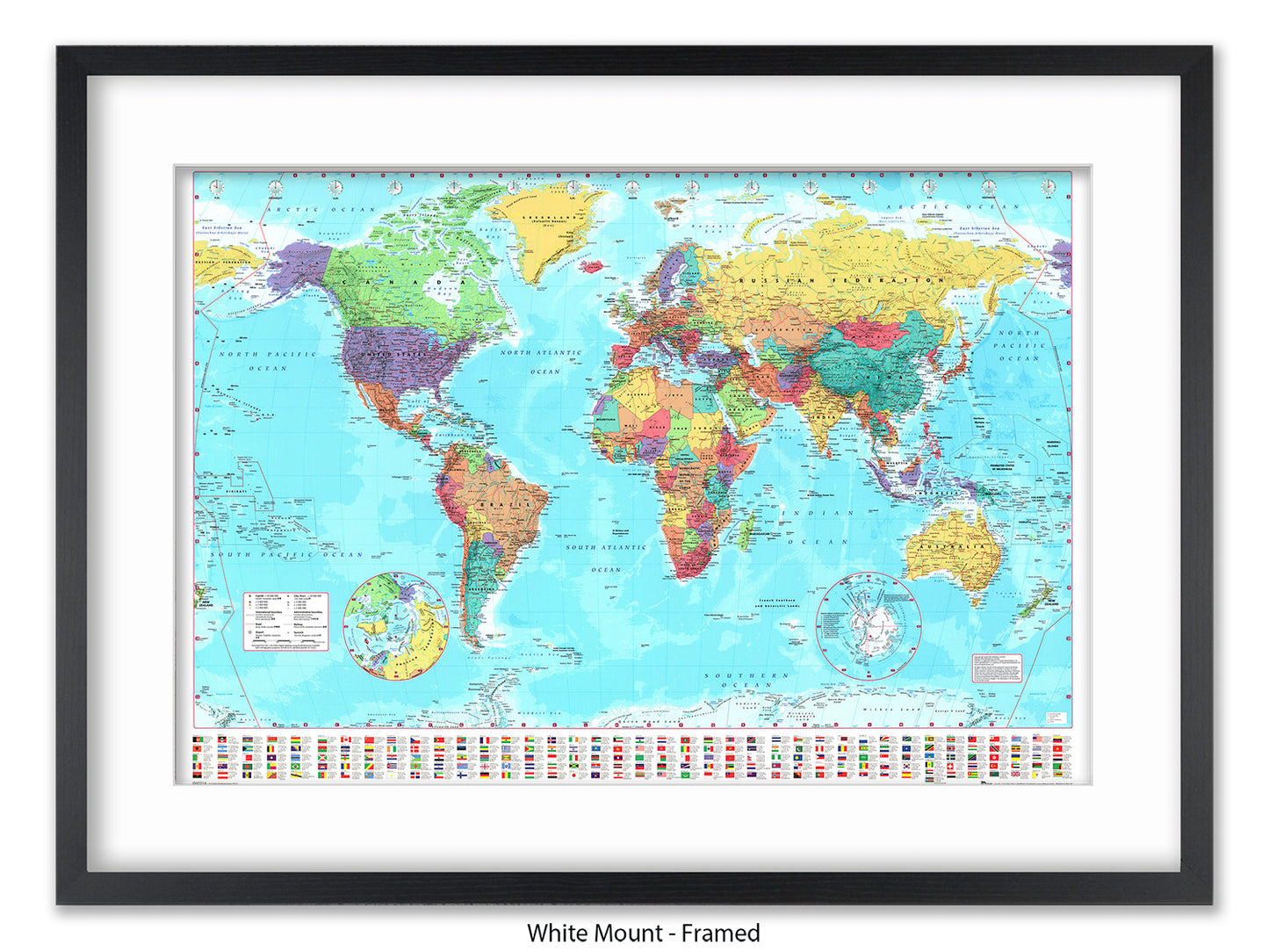 World Map Poster With Flags At The Bottom