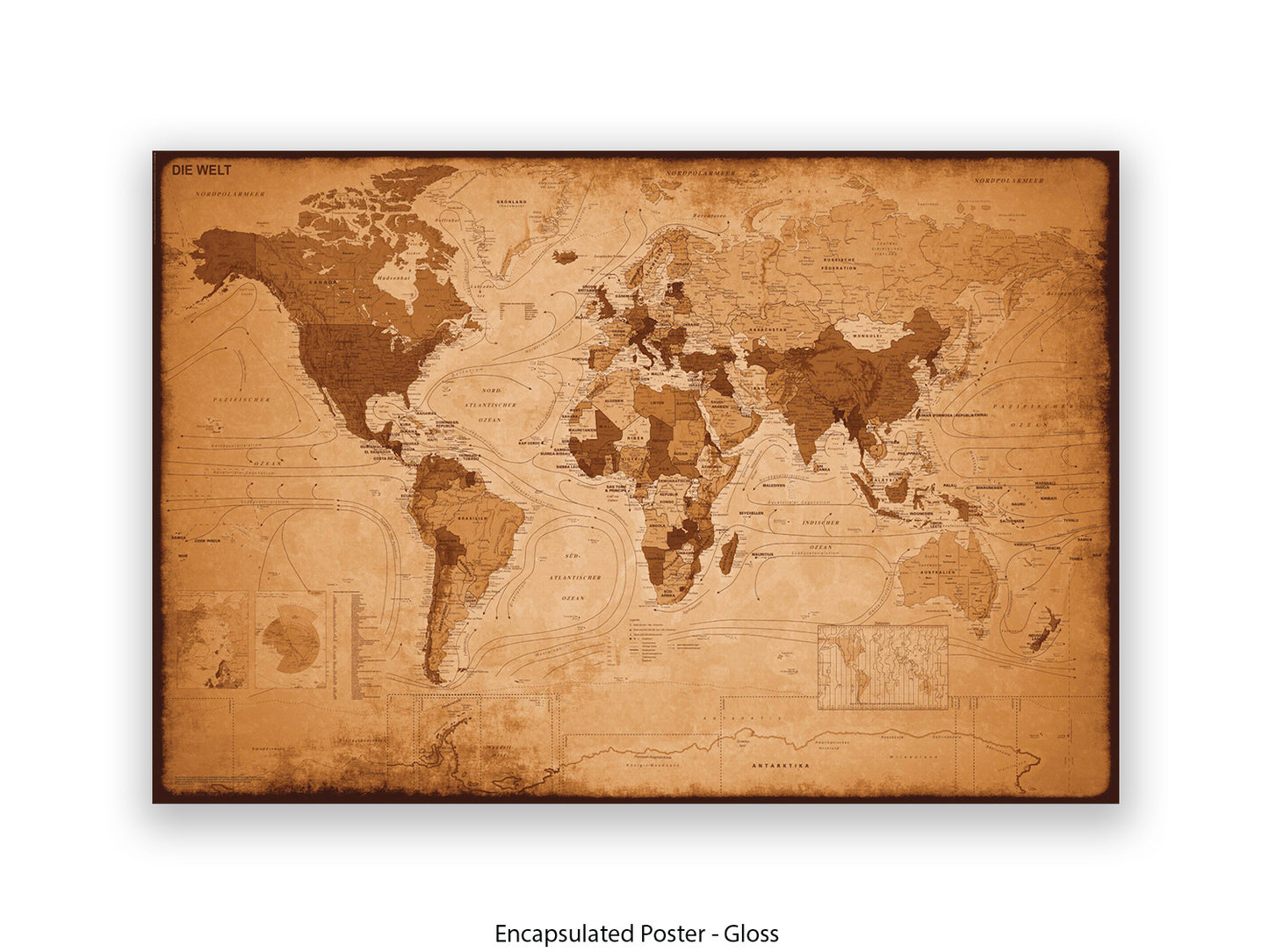 Vintage World Map - IN GERMAN LANGUAGE Giant Poster