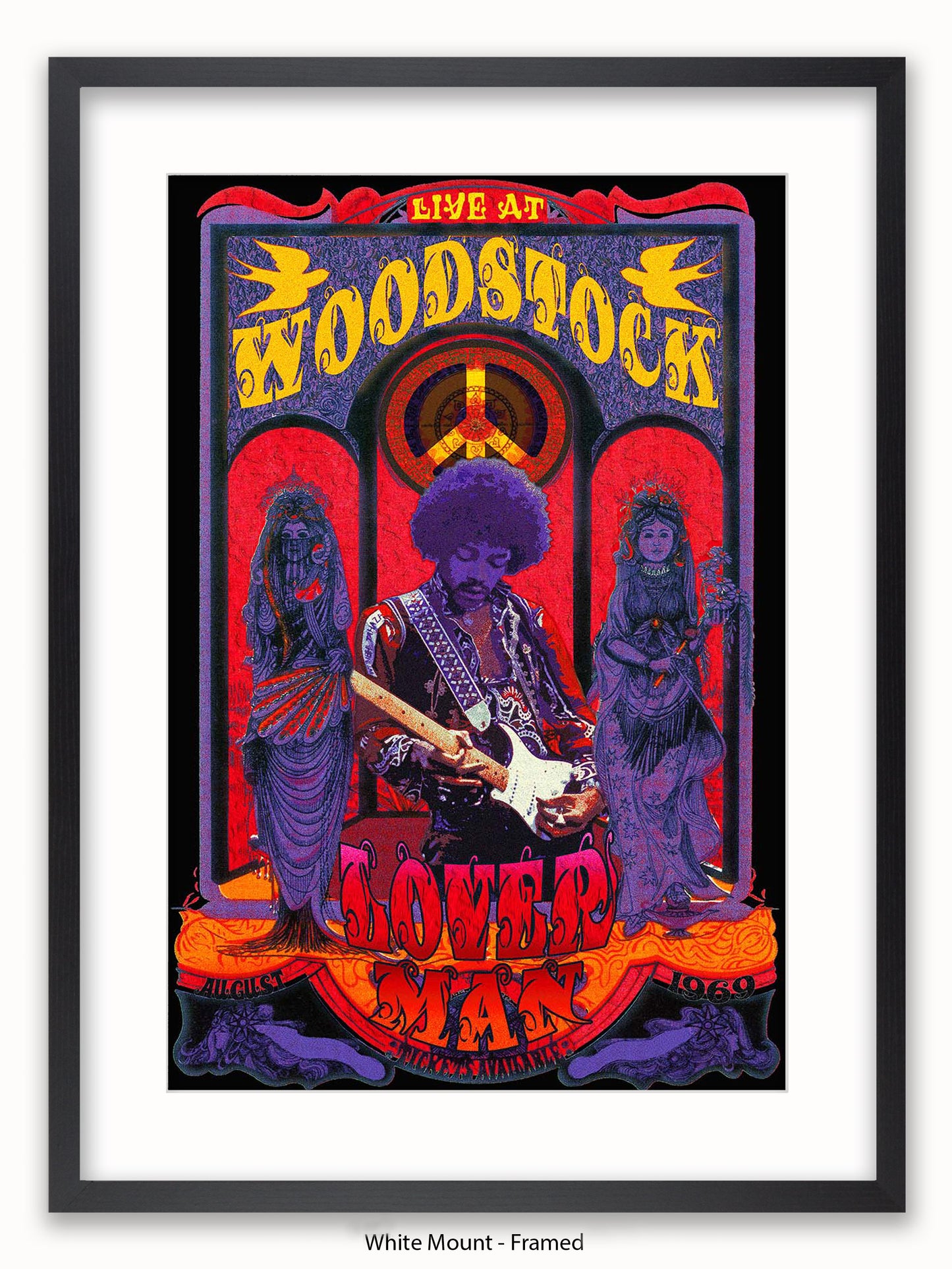 Jimi Hendrix Woodstock Loverman Poster