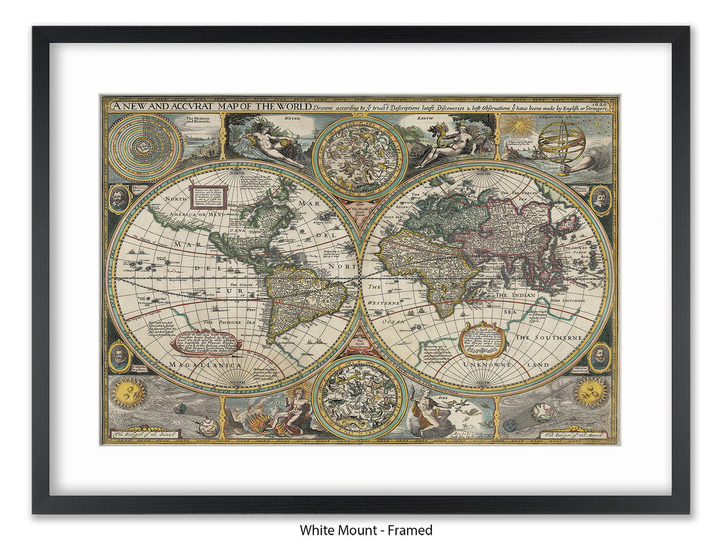 Antique Accvrat 1626 World Map Vintage Poster
