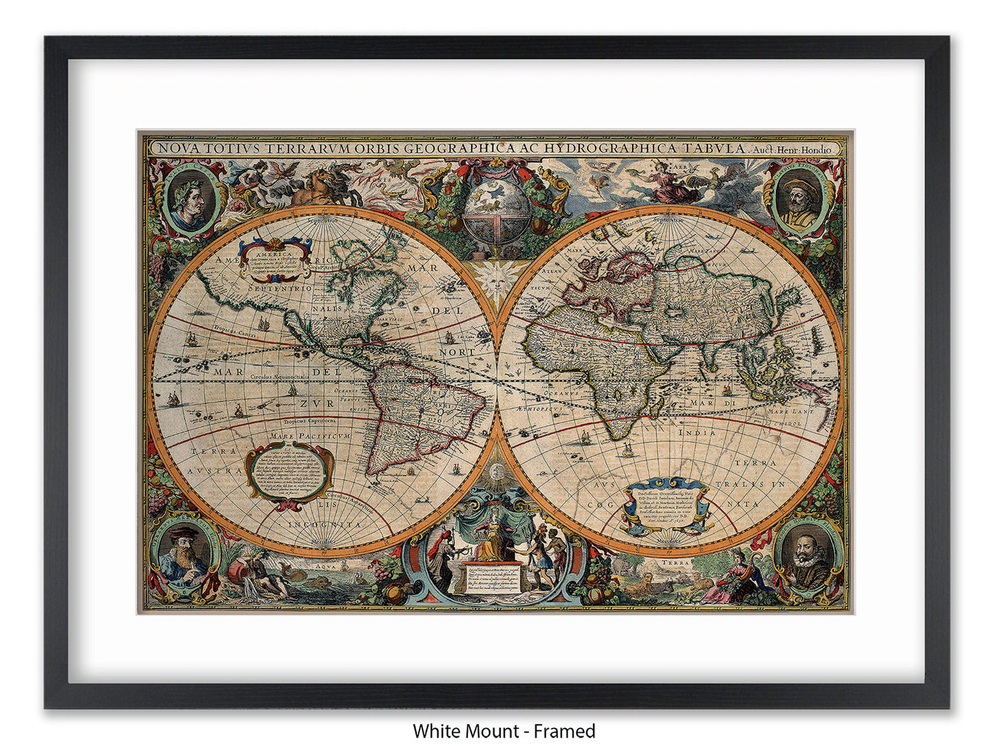 Antique World Map Nova Totivs Orbis Geographica Vintage Poster