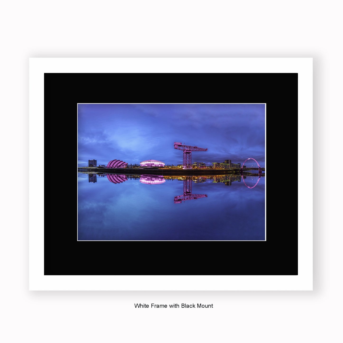 Scotland - Glasgow Crane & Squinty Bridge Blue Sky - Mounted & Framed Art Print