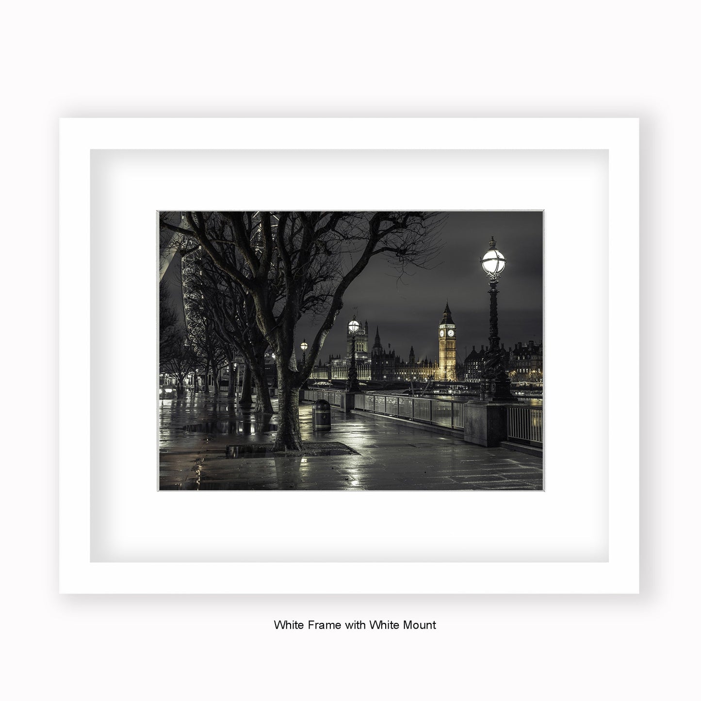 London - Big Ben Embankment At Night - Mounted & Framed Art Print