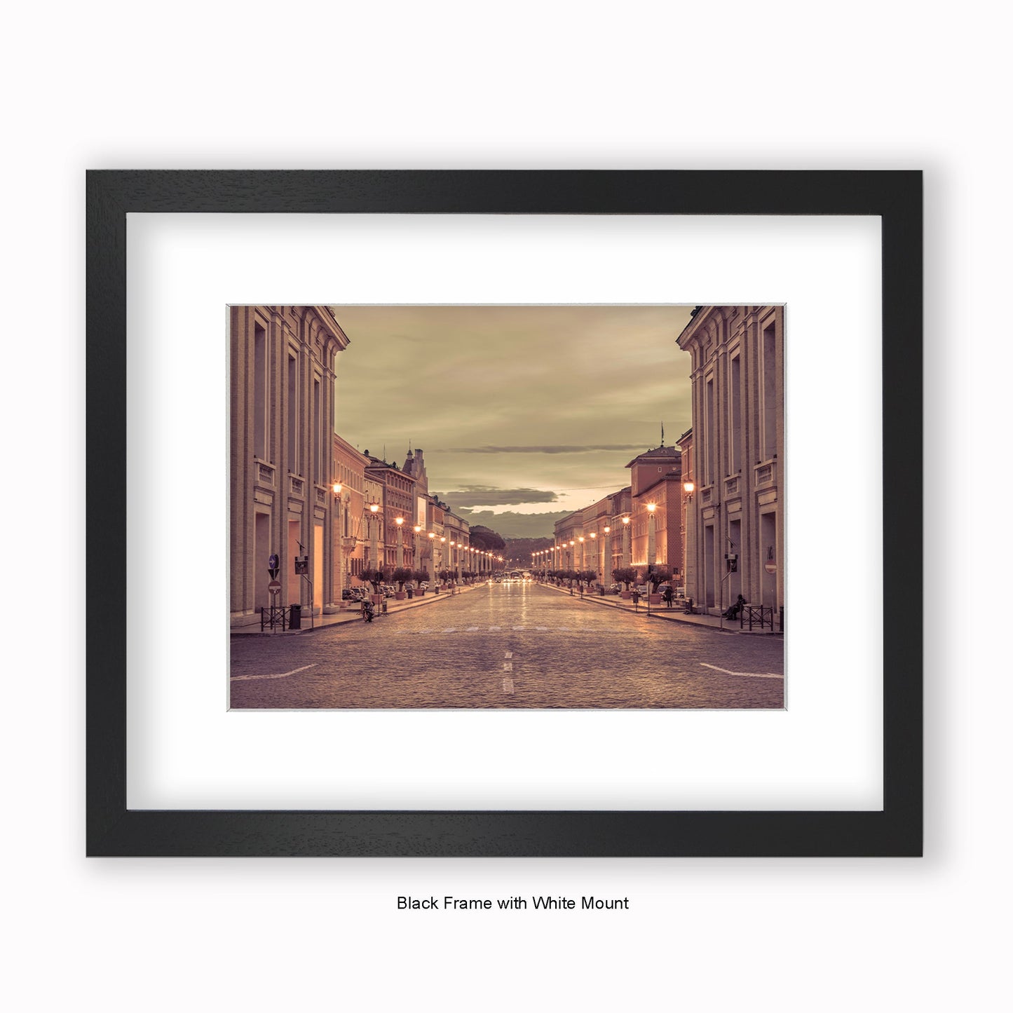 Italy - Rome - Street View At Dusk - Mounted & Framed Art Print