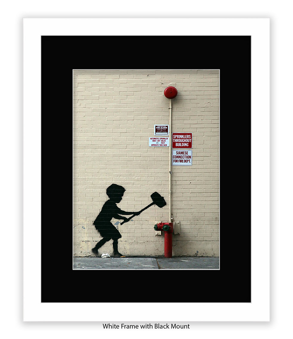 Hammer Boy - Mounted & Framed Banksy Print