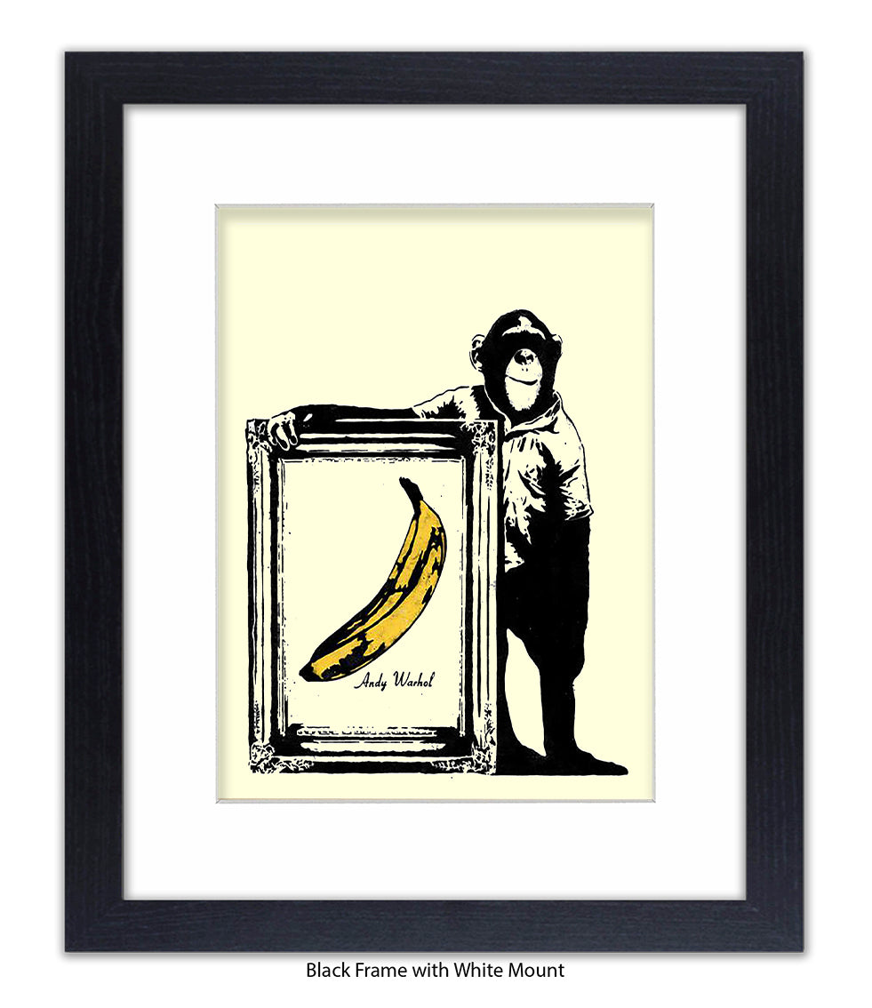 Monkey - Warhol Banana - Mounted & Framed Banksy Print