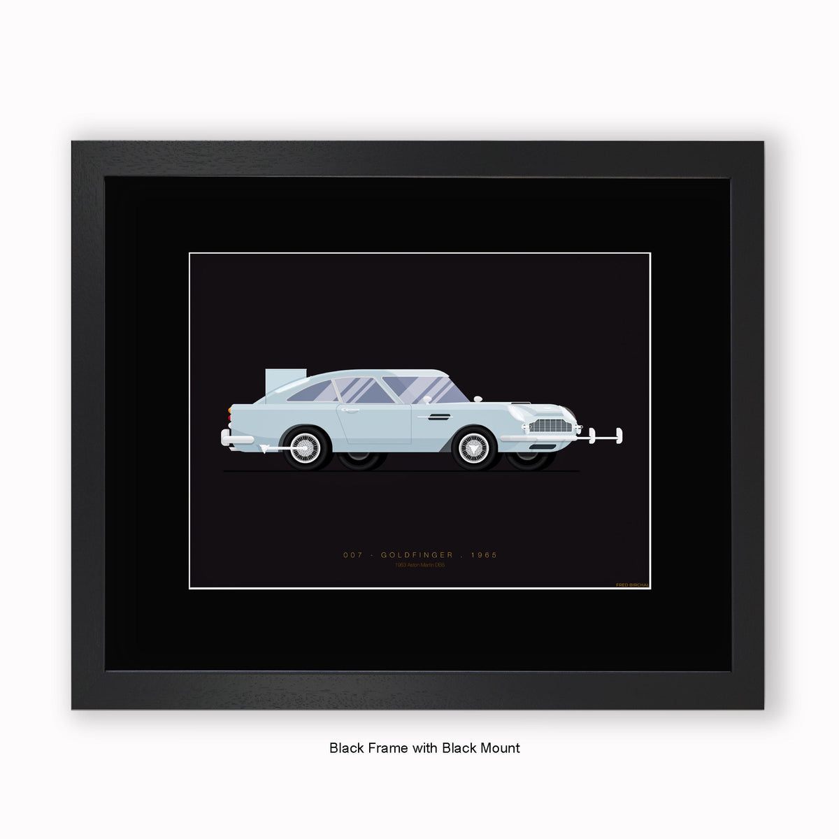 007 Goldfinger - 1963 Aston Martin - Mounted & Framed Art Print