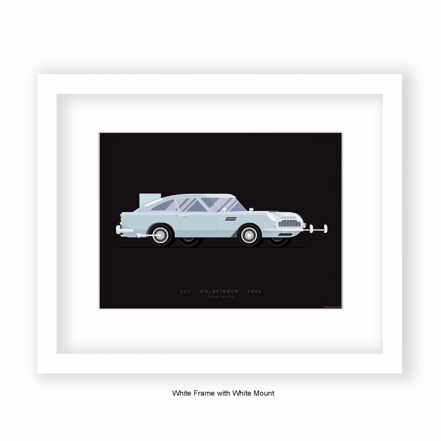 007 Goldfinger - 1963 Aston Martin - Mounted & Framed Art Print