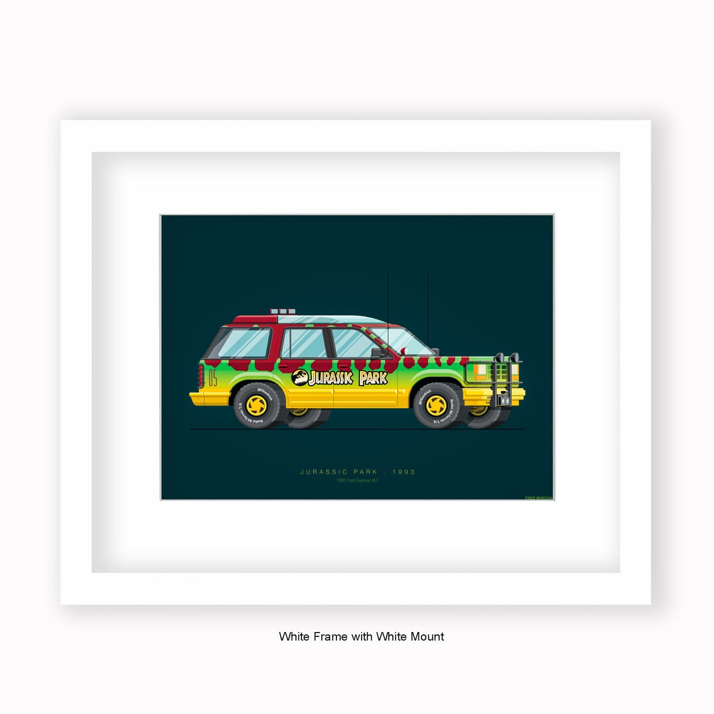 Jurassic Park - 1992 Ford Explorer - Mounted & Framed Art Print