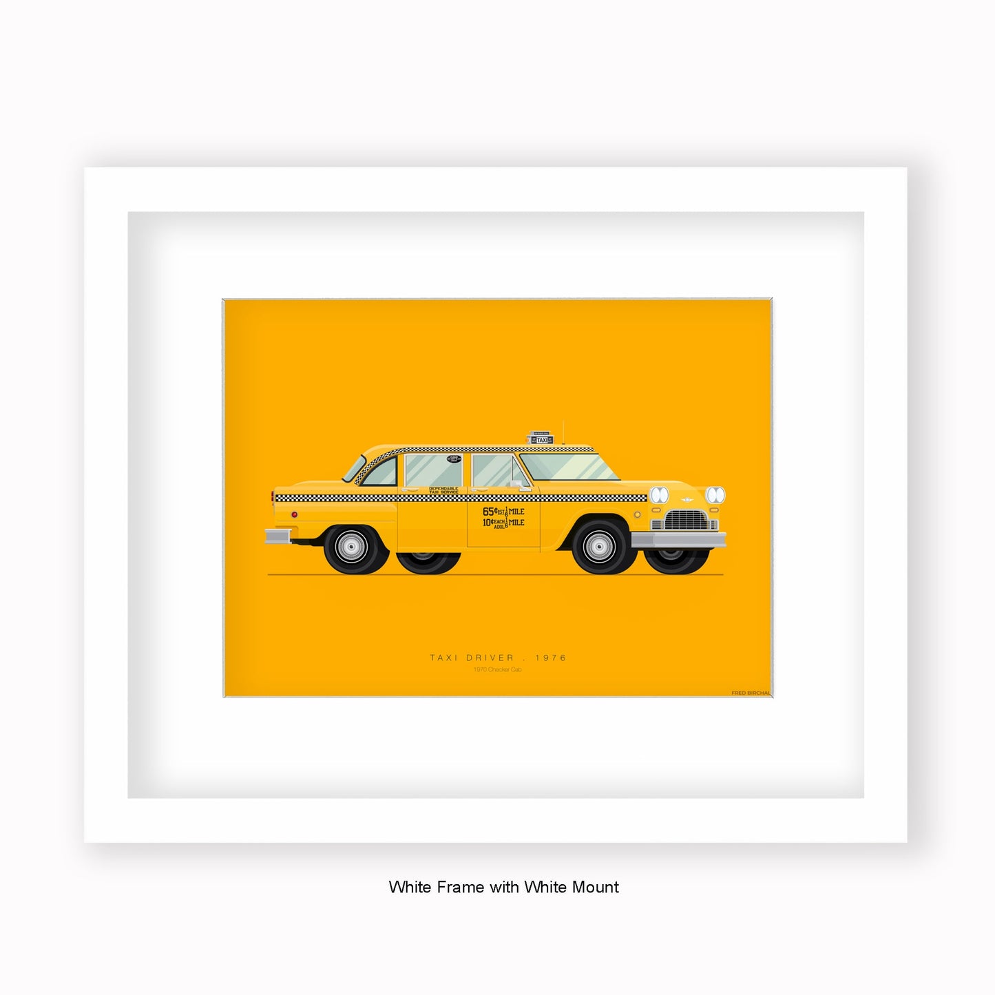 Taxi Driver - 1970 Checker Cab - Mounted & Framed Art Print