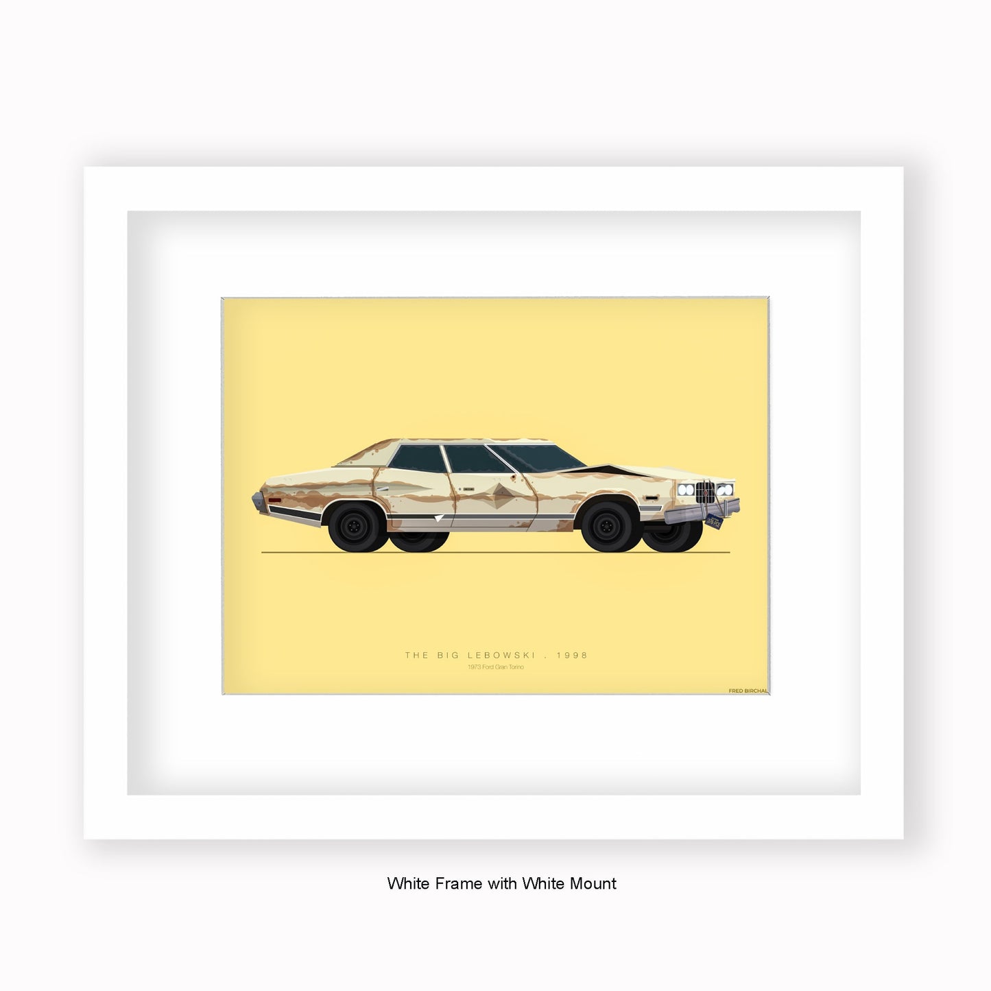 Big Lebowski - 1973 Ford Gran Torino - Mounted & Framed Art Print