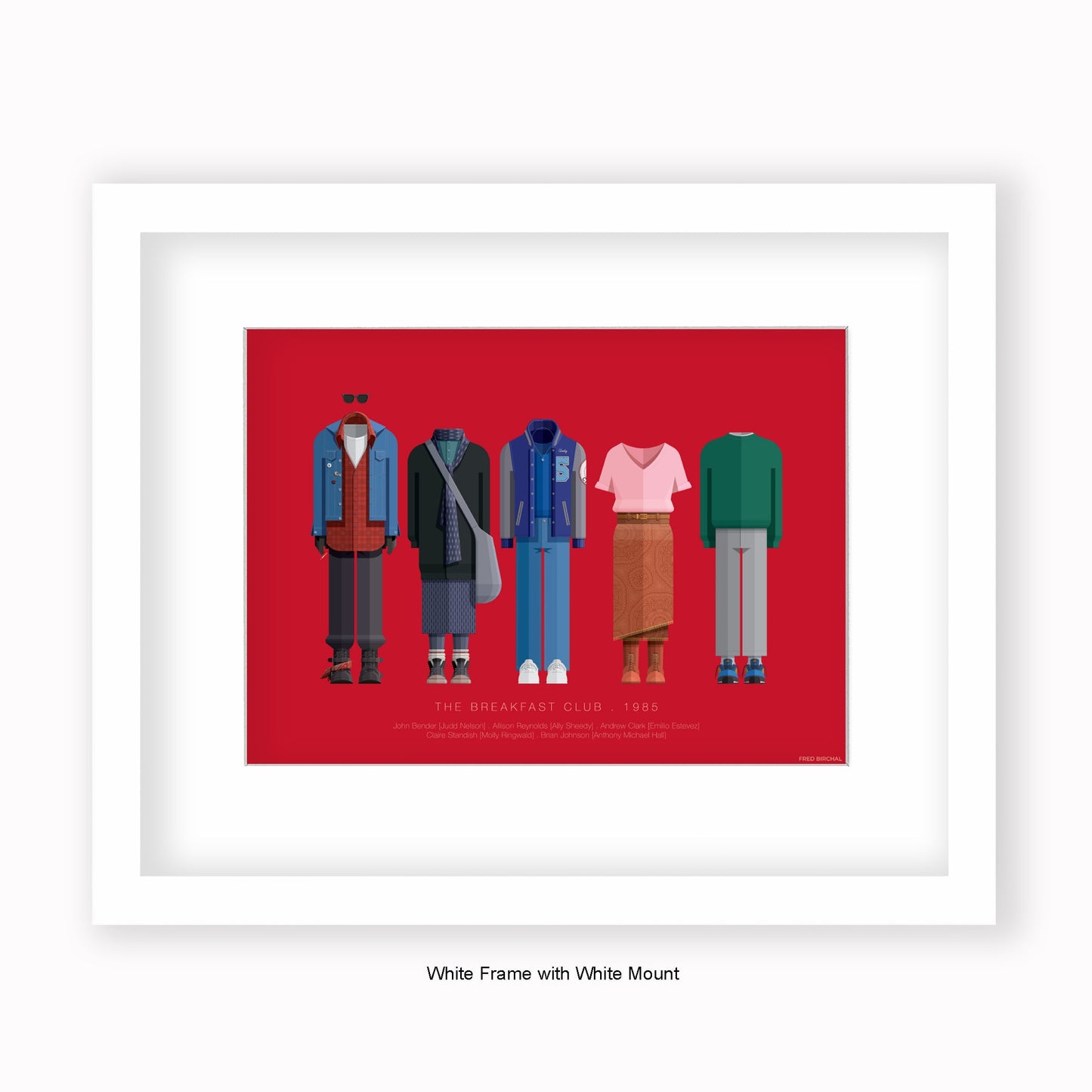 Breakfast Club - 5 Characters - Mounted & Framed Art print