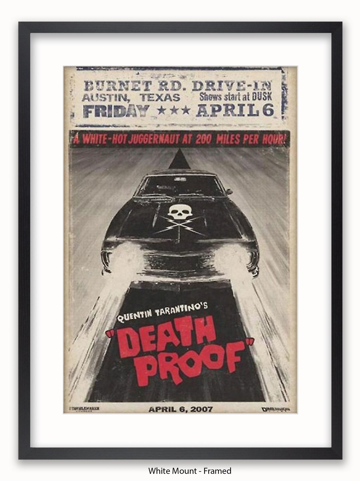 Death Proof Black Car Skull Burnet Road Drivein Poster