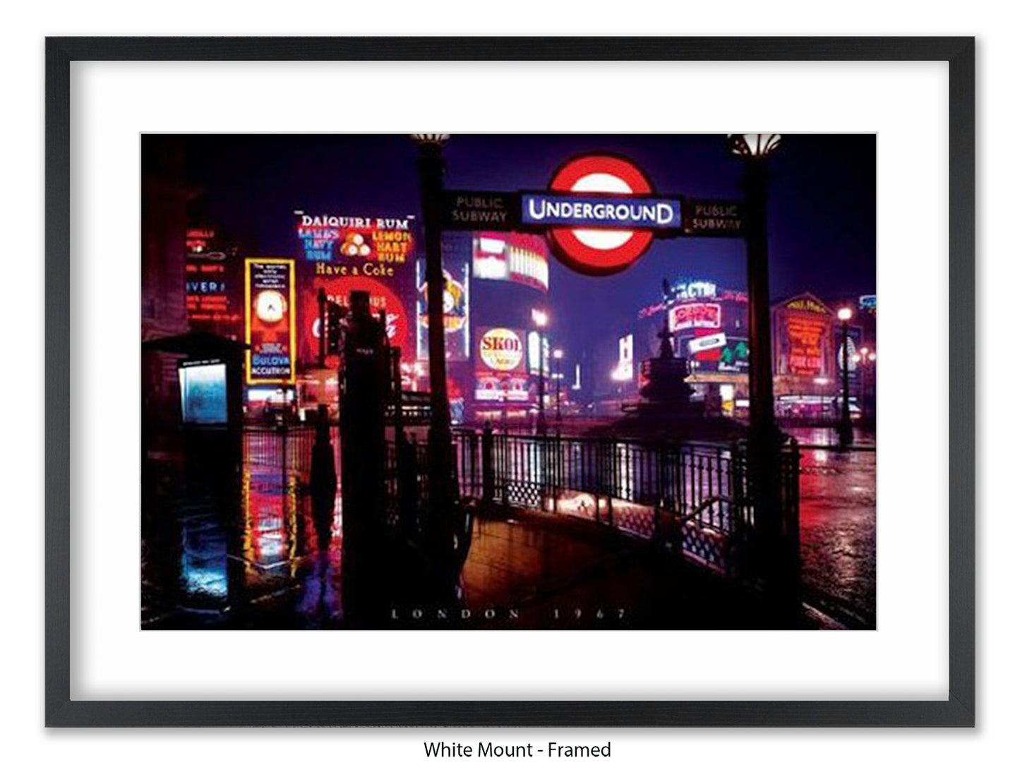 Vintage London 1967 Piccadilly Circus Underground Night Poster