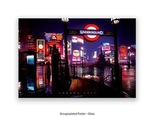 Vintage London 1967 Piccadilly Circus Underground Night Poster
