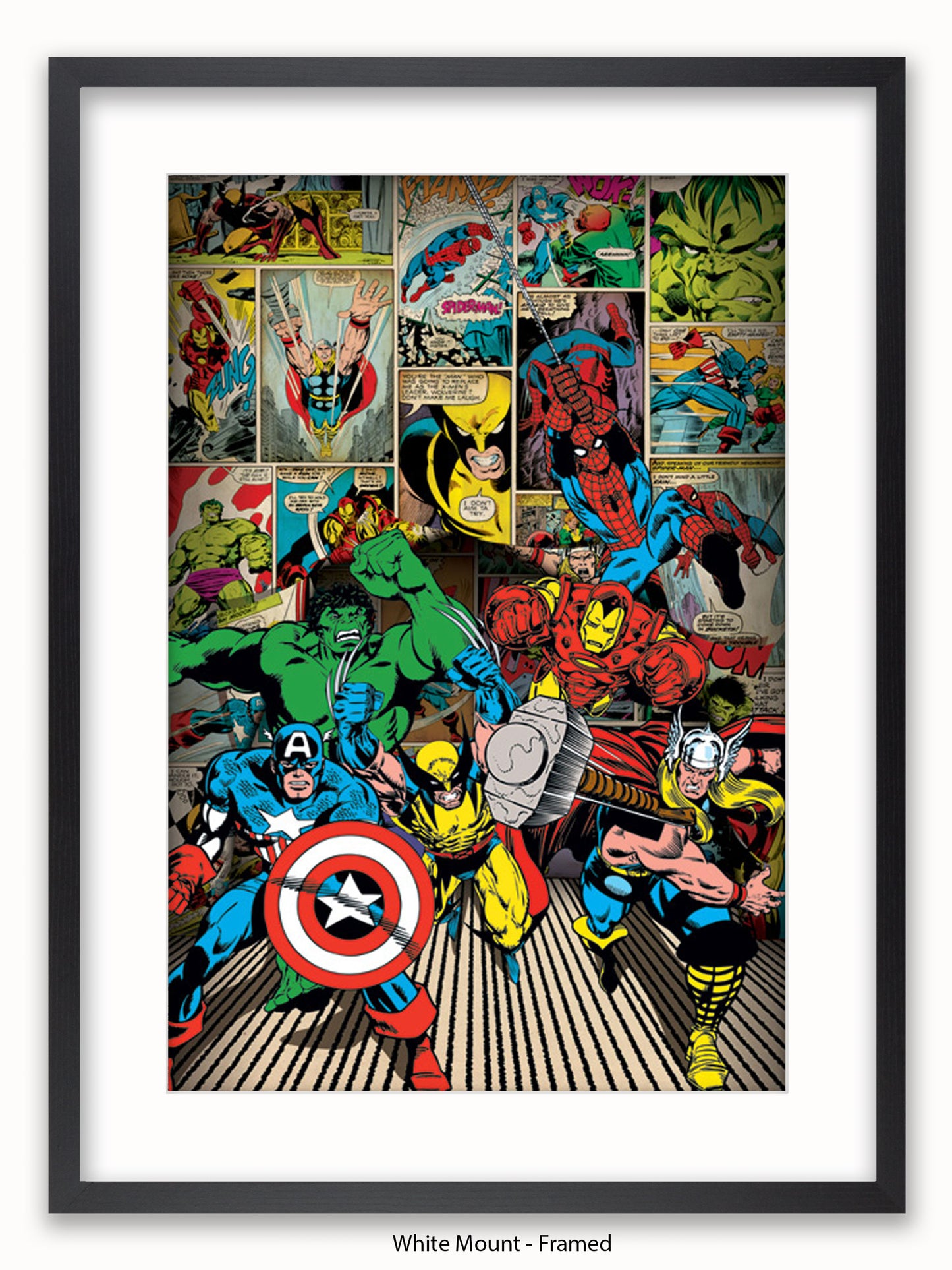 Marvel Here Come The Heroes Retro Poster