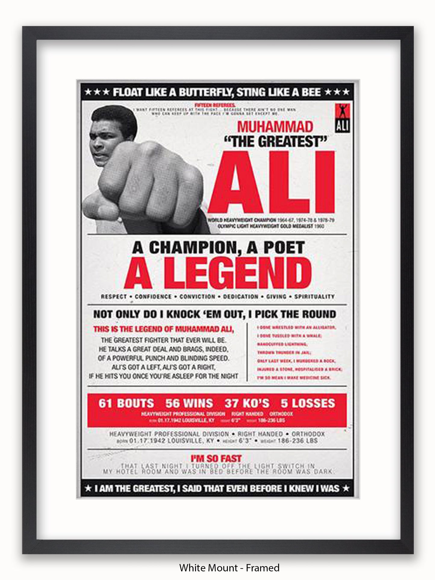 Muhammad Ali Champion Poet Legend Poster