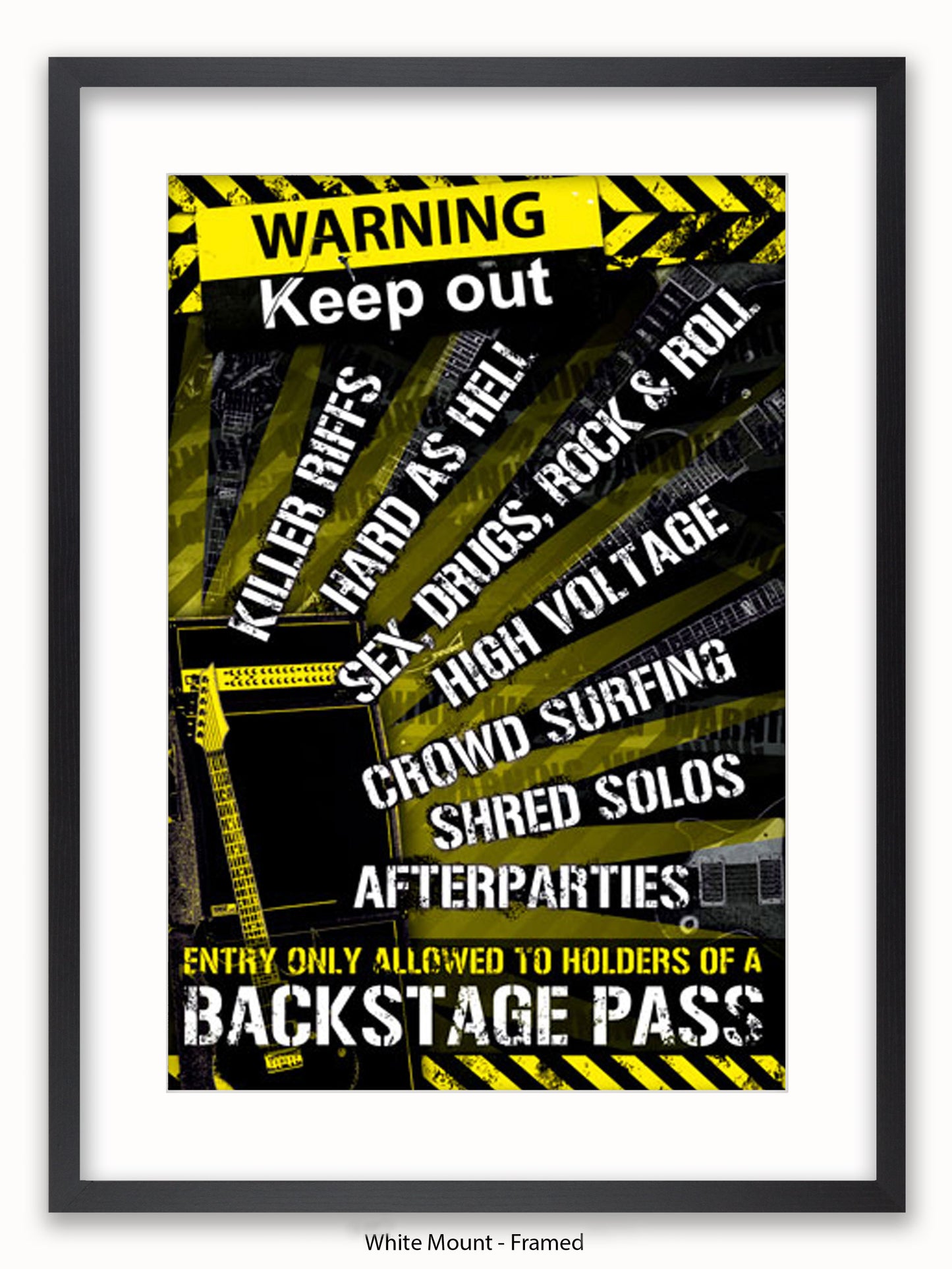 Guitar Room Warning Backstage Pass Poster