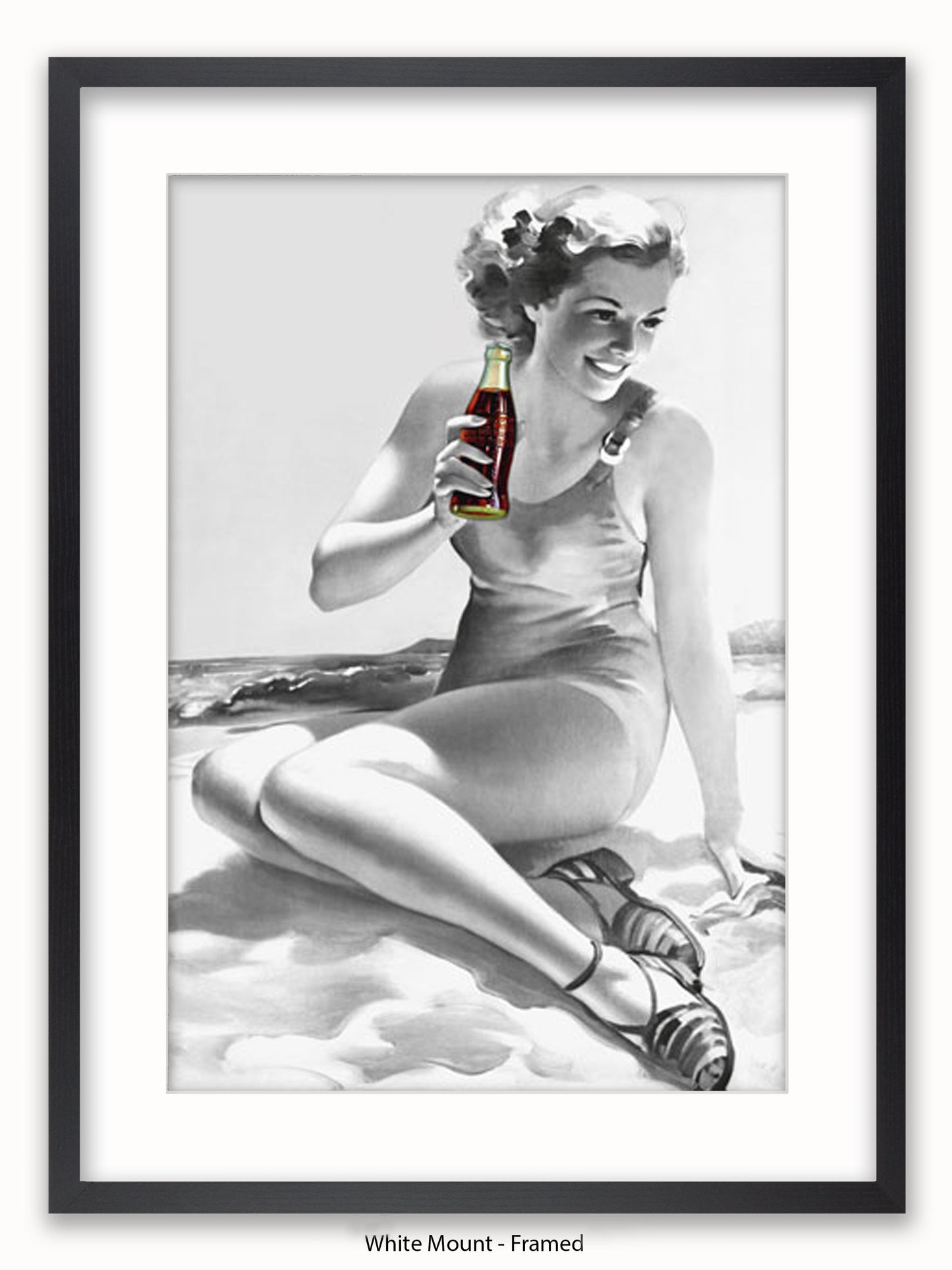 Coca Cola Beach Girl b/w Poster