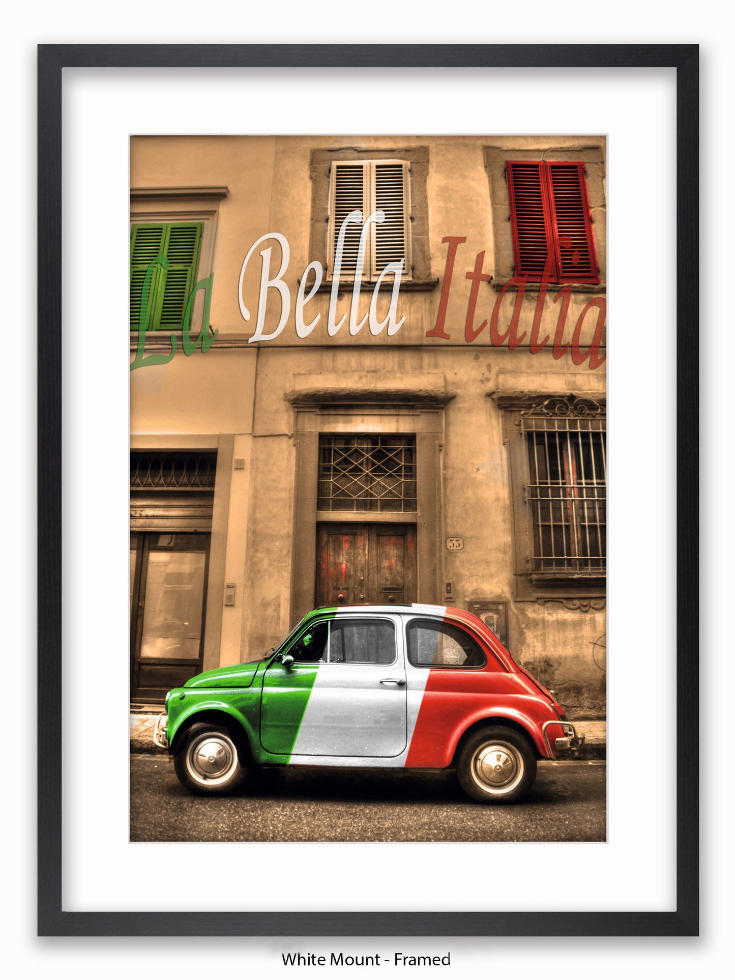 La Bella Italia Fiat Car Poster