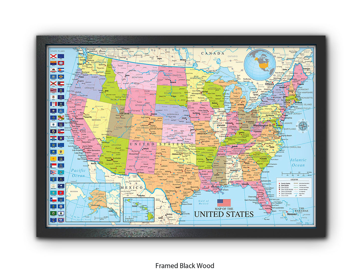 Unted States Map Poster with State Flags