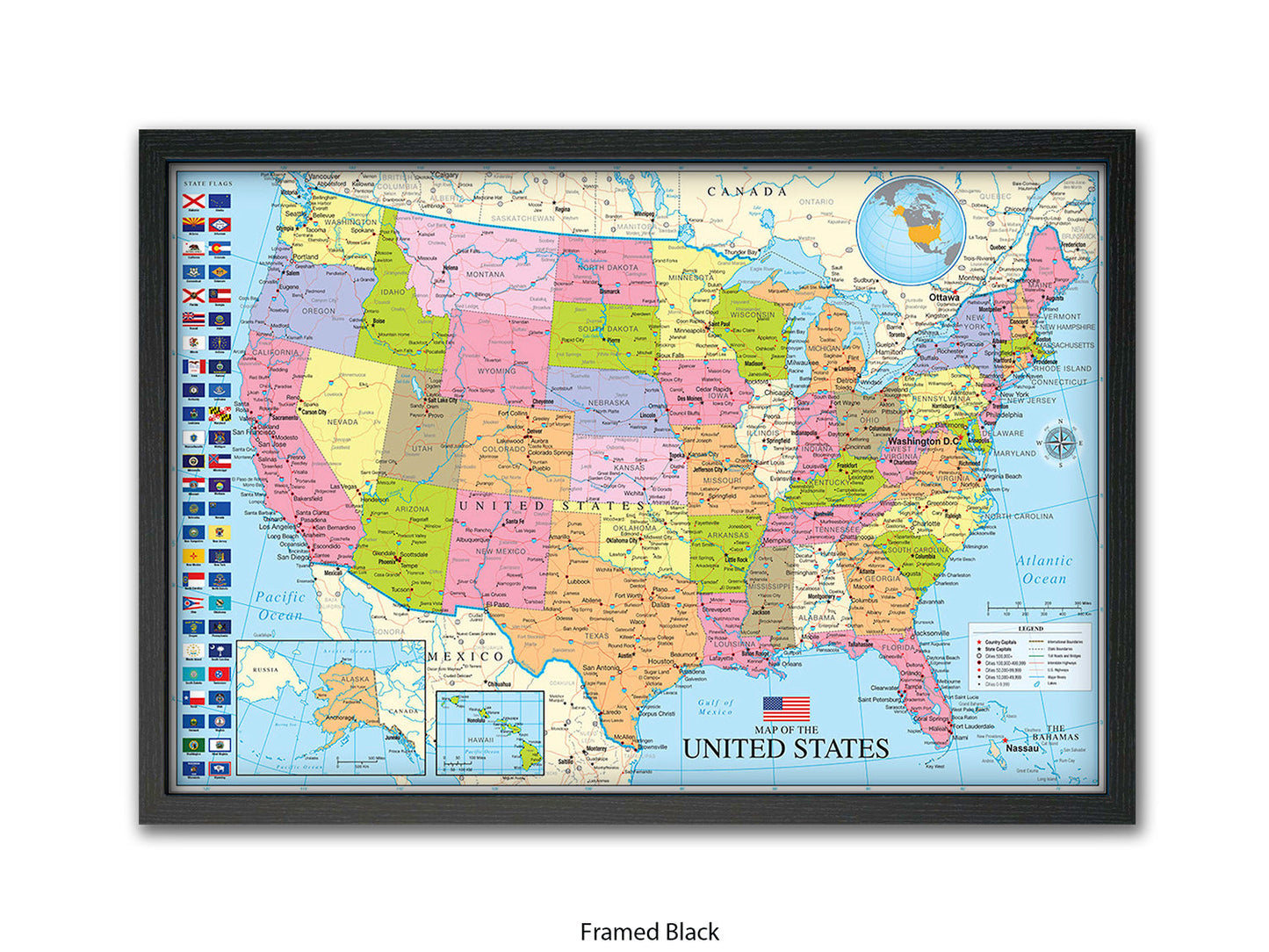 Unted States Map Poster with State Flags