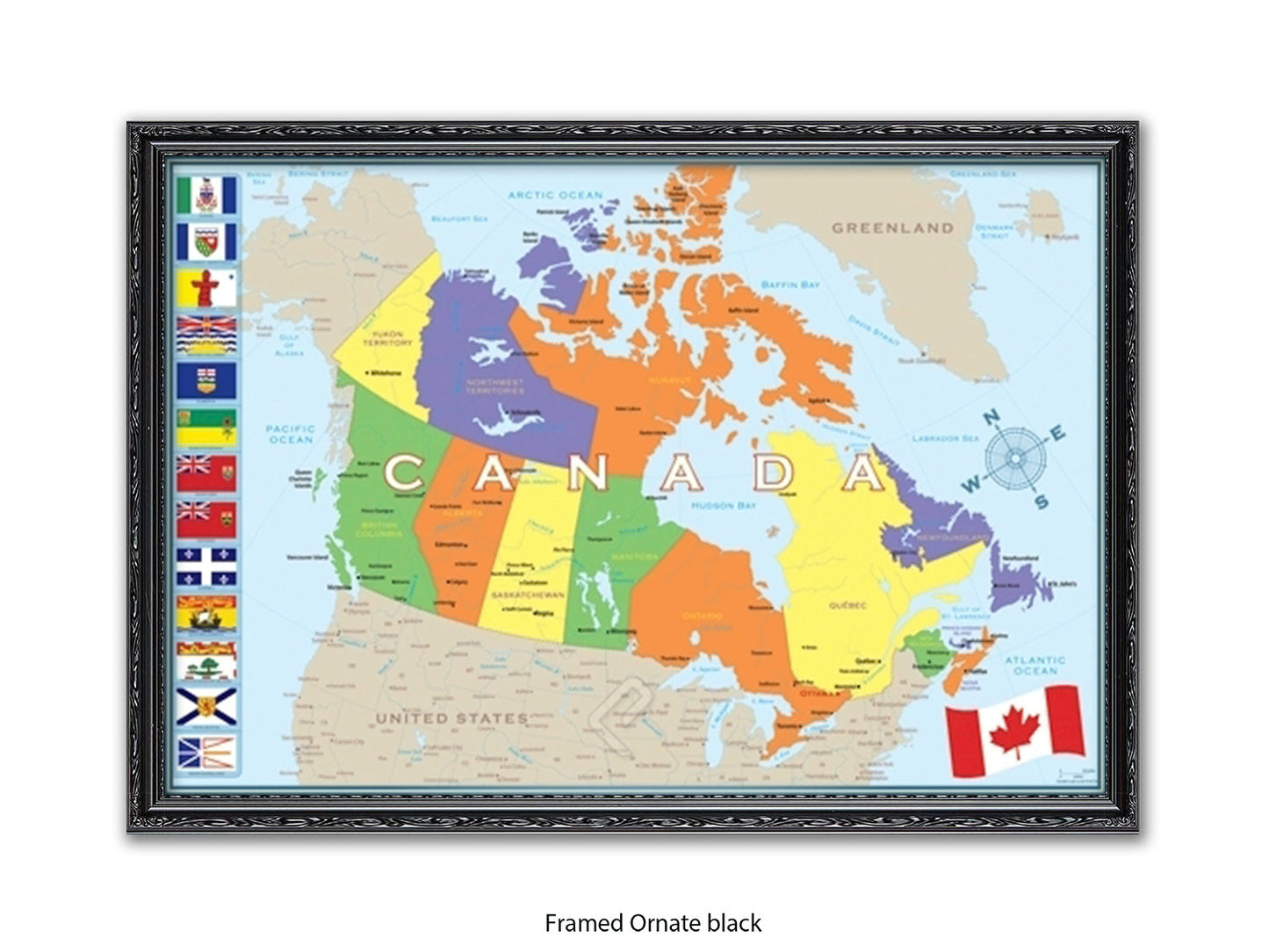 Canada Flags Map Poster