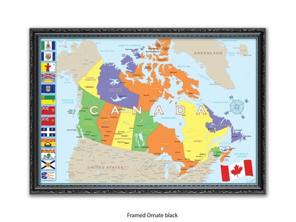 Canada Flags Map Poster