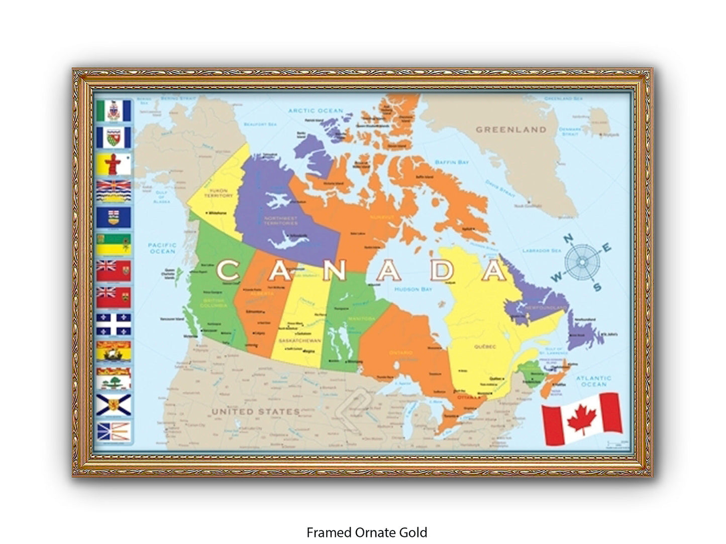 Canada Flags Map Poster