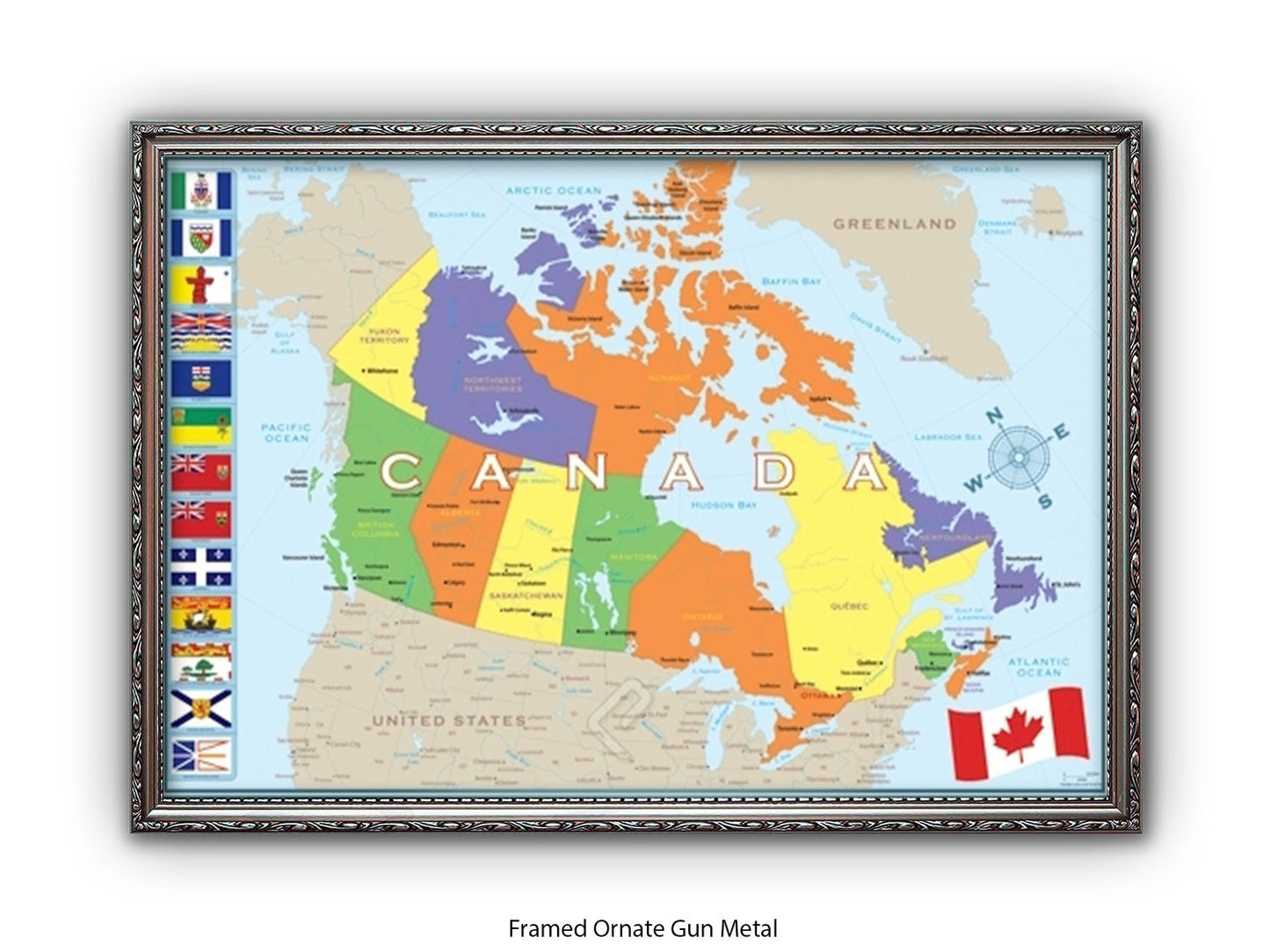 Canada Flags Map Poster