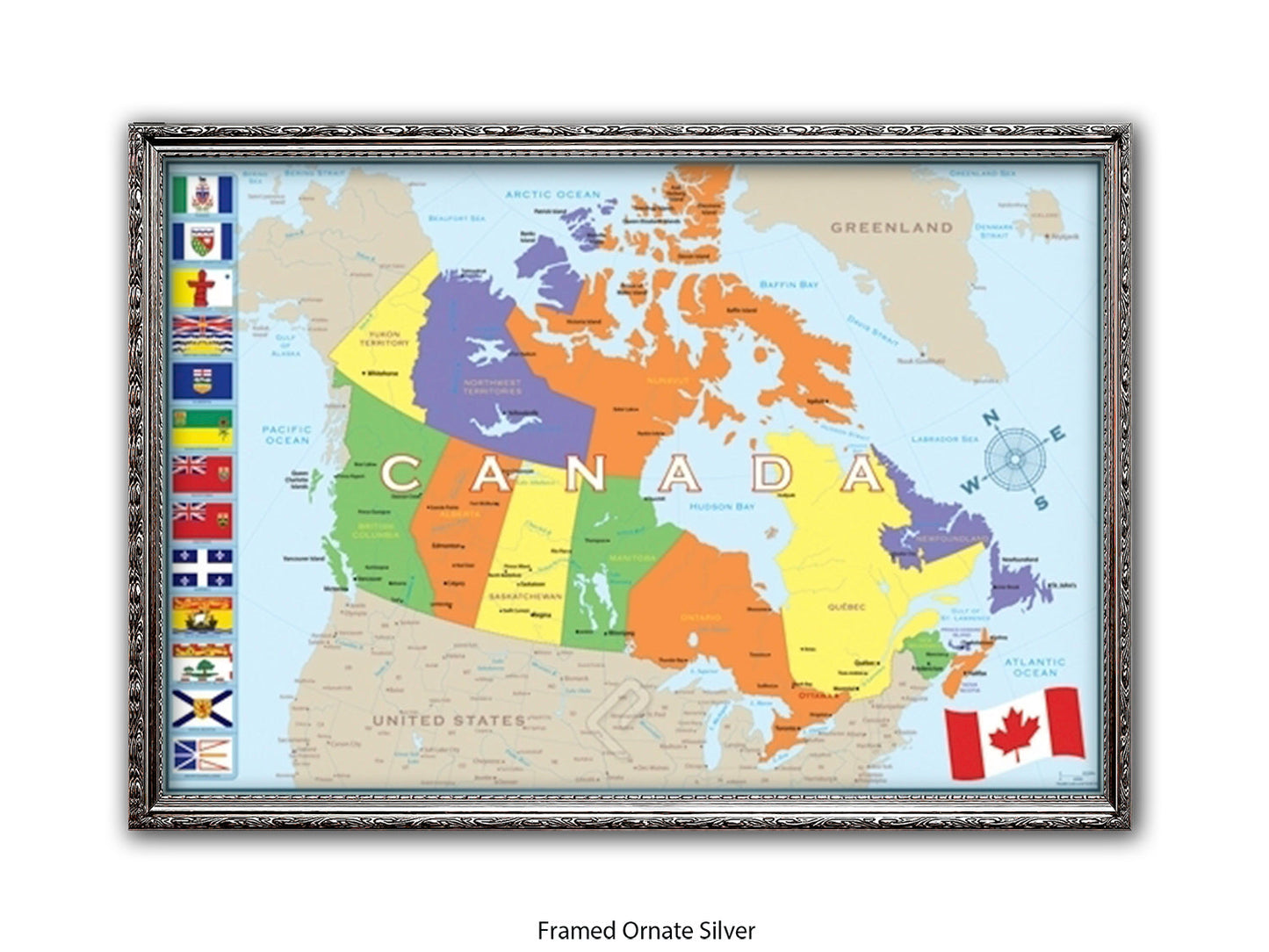 Canada Flags Map Poster