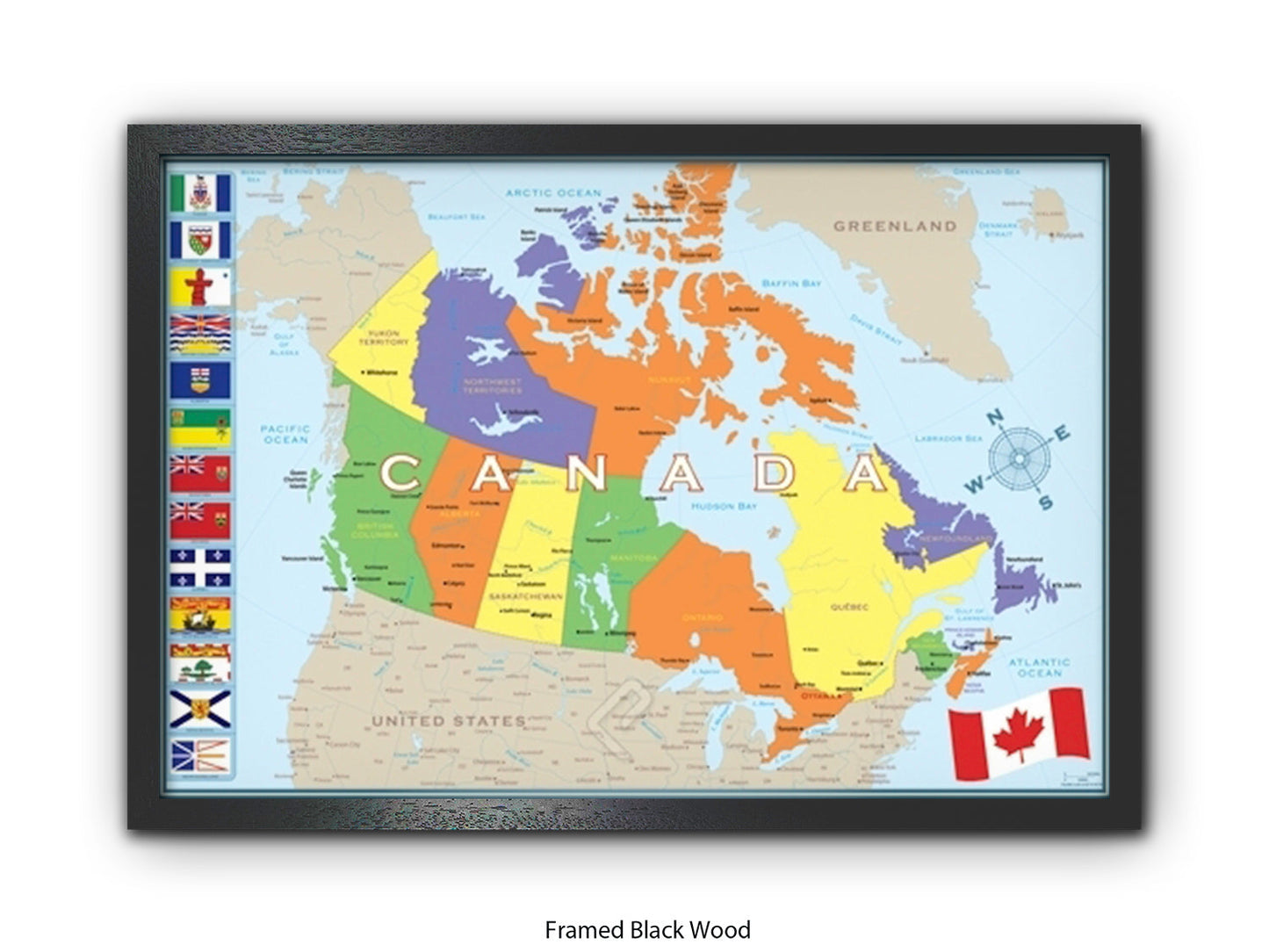 Canada Flags Map Poster