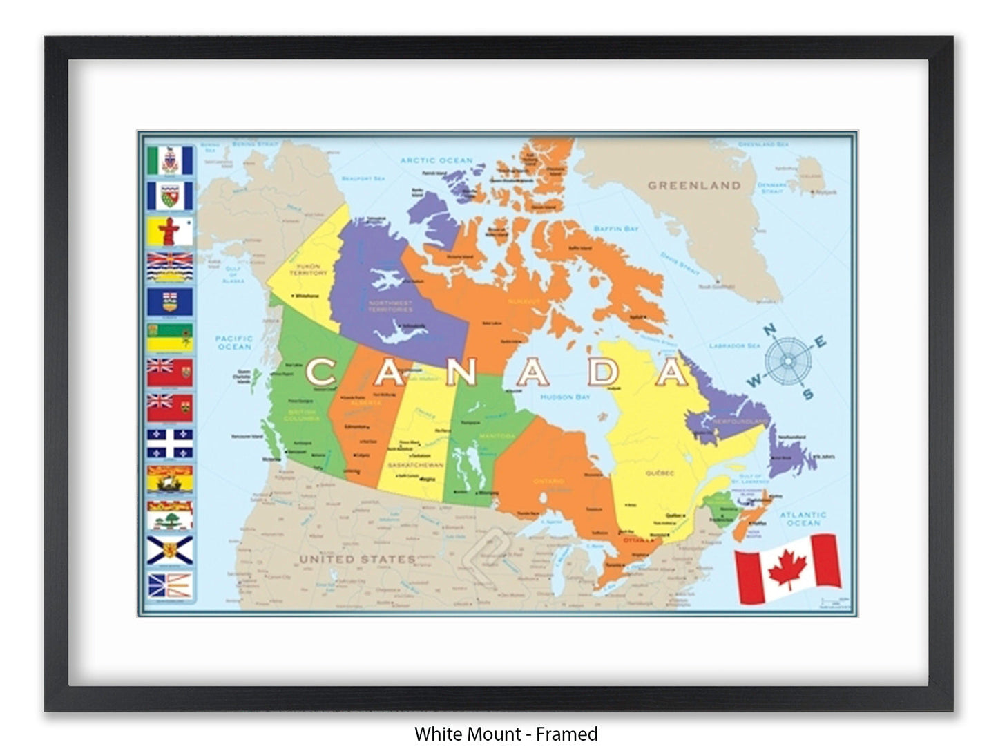 Canada Flags Map Poster