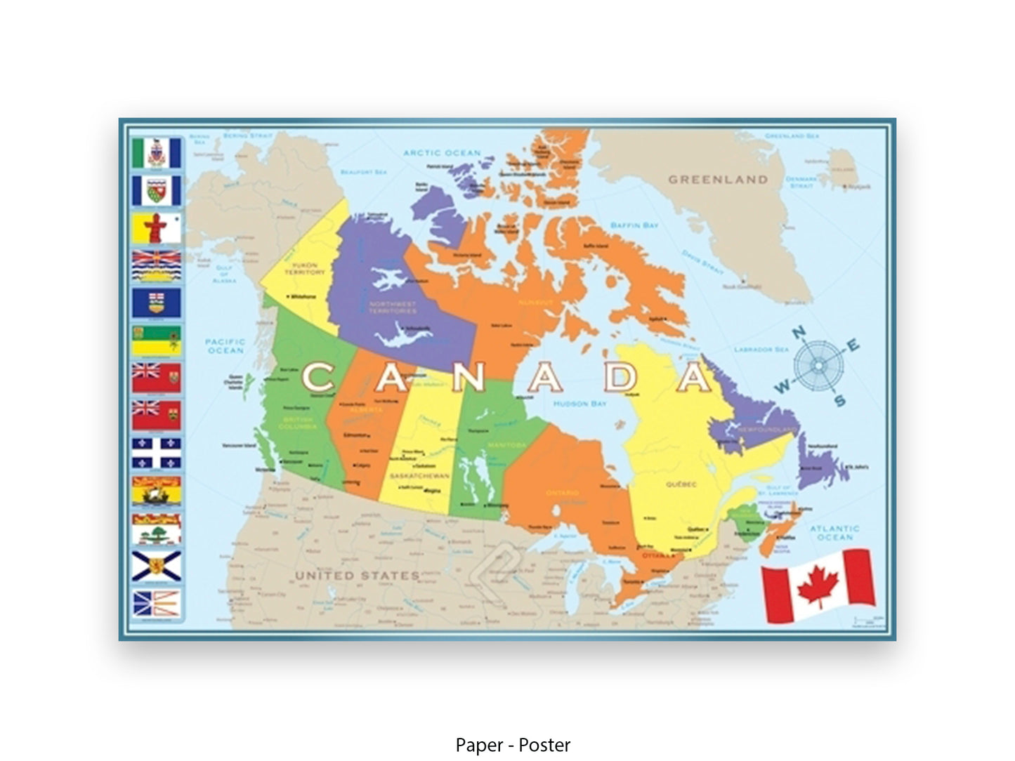 Canada Flags Map Poster