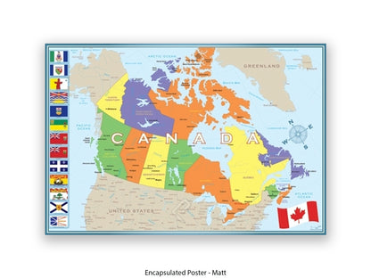 Canada Flags Map Poster