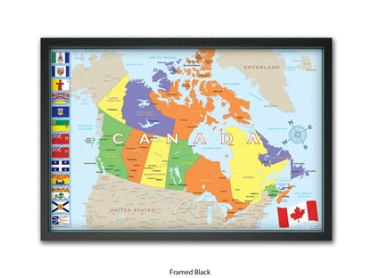 Canada Flags Map Poster
