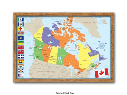 Canada Flags Map Poster