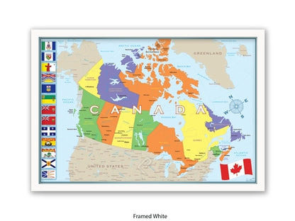 Canada Flags Map Poster