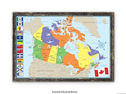 Canada Flags Map Poster