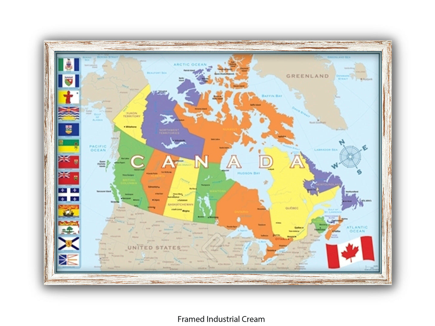 Canada Flags Map Poster